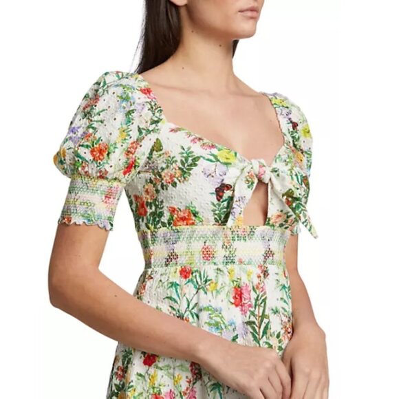 Alice + Olivia 'Kristie' Puff-Sleeve Mini-Dress, Off White/Multicolor - Picture 5 of 6